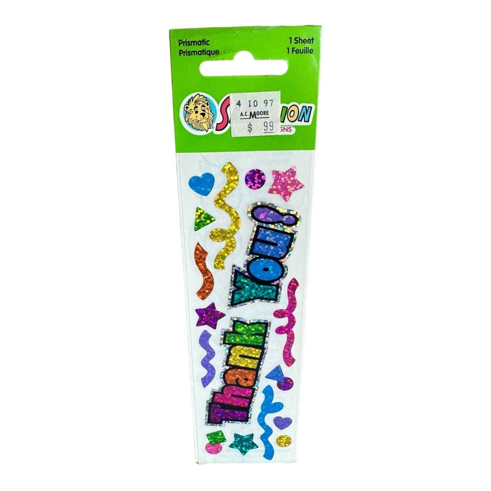 Vintage Stickers Sandylion Rainbow Prismatic Thank You sealed